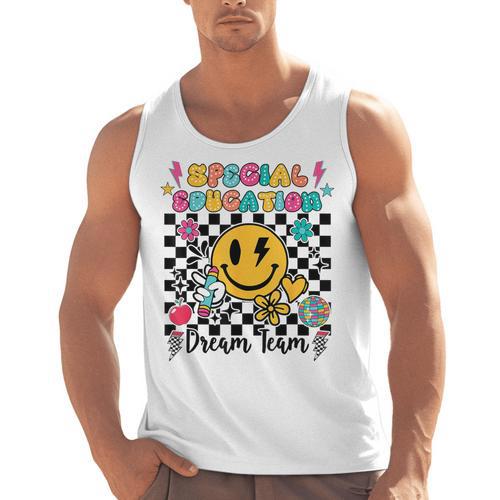Retro Special Education Squad Groovy Dream Team Teacher Men Tank Top - teacherstshirts.com AU