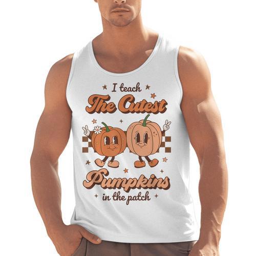 I Teach The Cutest Pumpkins In The Patch Retro Teacher Fall Men Tank Top - teacherstshirts.com AU