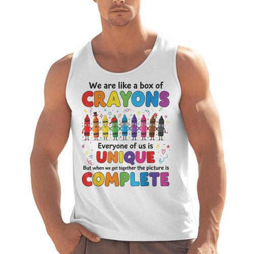 Teacher We Are Like a Box Of Crayons Back To School Men Tank Top - teacherstshirts.com UK