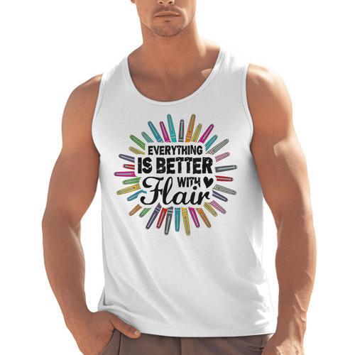 Teacher Flair Pen Art Lover School Supplies Men Tank Top - teacherstshirts.com AU