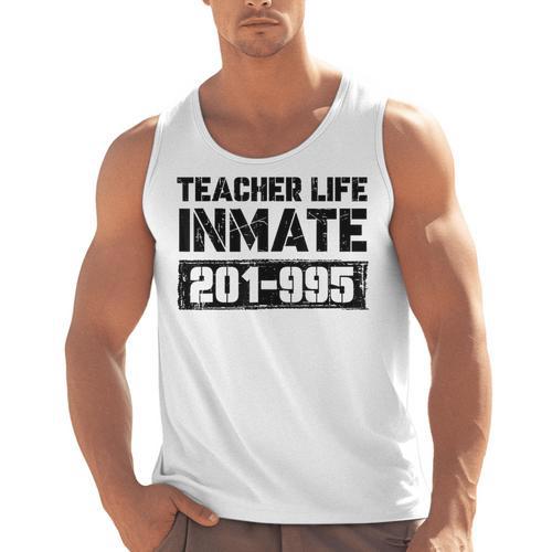 Teacher Life Jail Inmate Prisoner Halloween Costume Men Tank Top - teacherstshirts.com UK