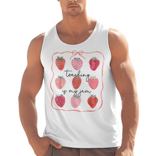 Teaching Is My Jam Teacher Team Crew Cute Strawberry Girls Men Tank Top - teacherstshirts.com AU