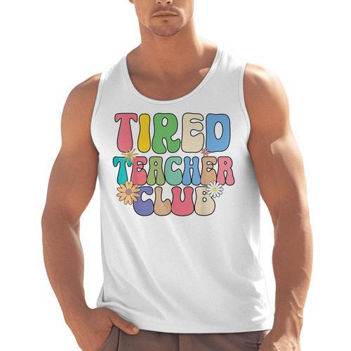 Tired Teachers Club Groovy Teachers Back To School Men Tank Top - teacherstshirts.com DE