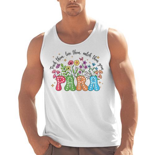 Wildflower Para Floral Paraprofessional Paraeducator Teacher Men Tank Top - teacherstshirts.com AU