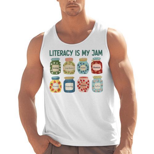 Women Literacy Is My Jam Literacy Teacher Reading Teacher Men Tank Top - teacherstshirts.com AU