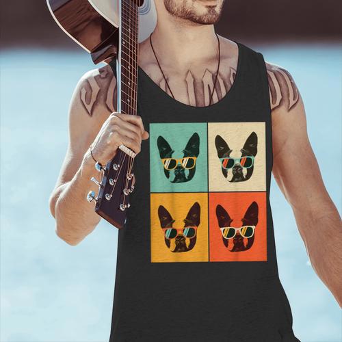 Bostie Dog Lover Boston Terrier With Sunglasses For Men Women Girls Kids Men Tank Top - Bostonterriersmerch.com