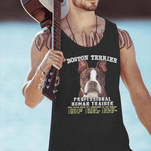 Boston Terrier Brindle Dog Professional Human Trainer Men Tank Top - Bostonterriersmerch.com