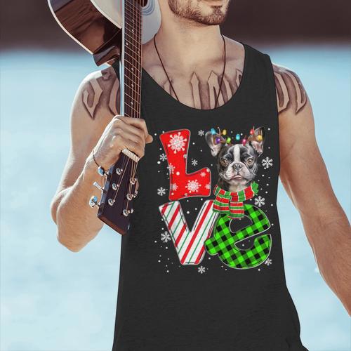 Boston Terrier Christmas Tree Lights Santa Dog Xmas For Men Women Kids Men Tank Top - Bostonterriersmerch.com