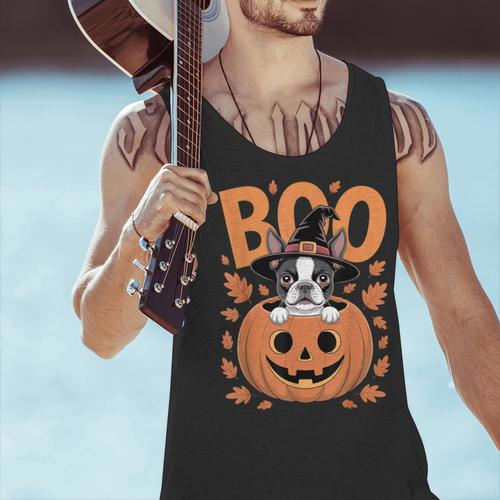 Boston Terrier Costume On Pumpkin Halloween Boston Terrier Men Tank Top - Bostonterriersmerch.com