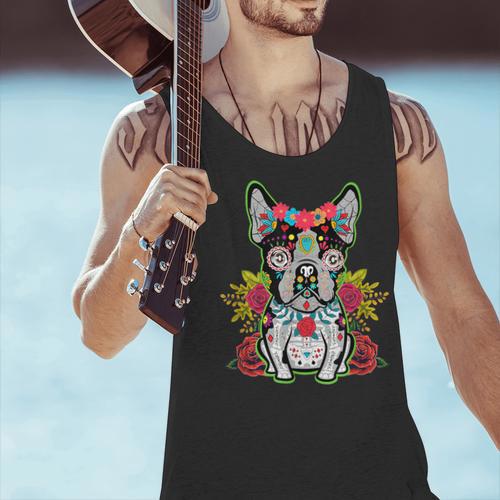 Boston Terrier Dia De Los Muertos Day Of The Dead Dog Skull For Men Women Kids Men Tank Top - Bostonterriersmerch.com