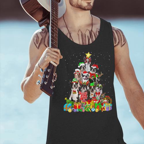 Boston Terrier Dog Christmas Tree Lights Xmas Pajama For Men Women Kids Men Tank Top - Bostonterriersmerch.com