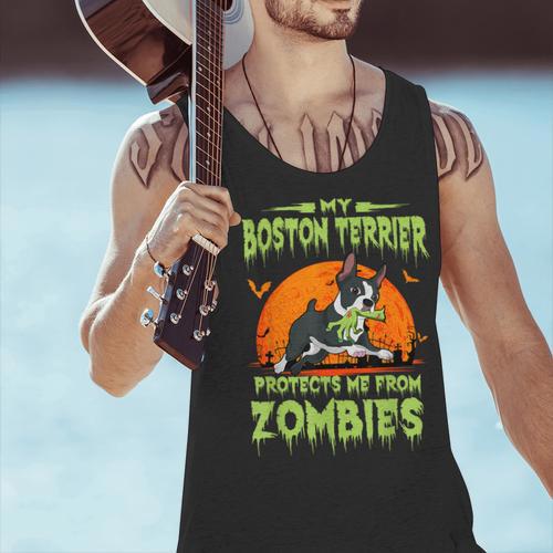 Boston Terrier Halloween Zombie American Gentleman Dog Lover Men Tank Top - Bostonterriersmerch.com