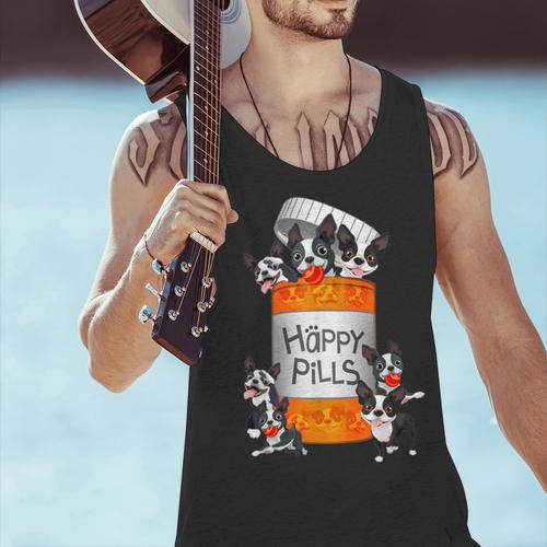 Boston Terrier Happy Pills T-Shirt Men Tank Top - Bostonterriersmerch.com