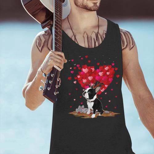 Boston Terrier Lover Heart Shape Boston Terrier Valentine Men Tank Top - Bostonterriersmerch.com