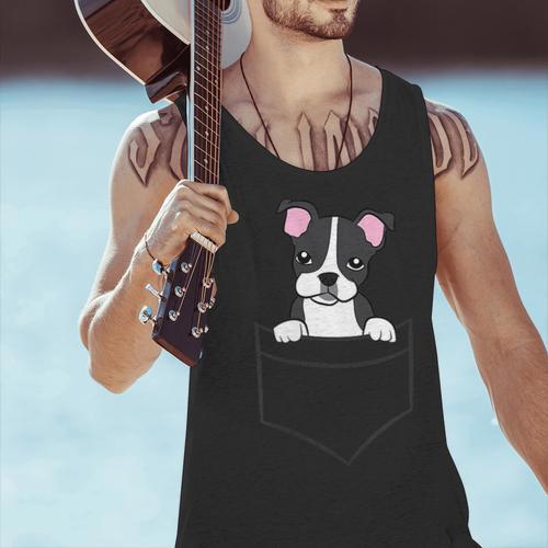 Boston Terrier In The Pocket Cute Pocket Boston Terrier Men Tank Top - Bostonterriersmerch.com