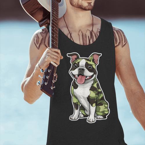 Camo Boston Terrier Pet Owner Camouflage Dog Lover Men Tank Top - Bostonterriersmerch.com