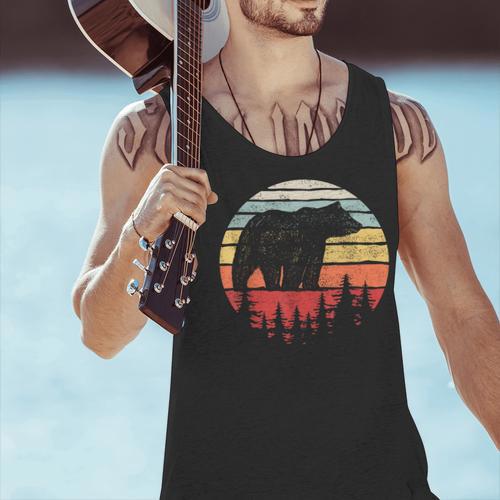 Catch Some Rays Vintage Retro Grizzly Bear Men Tank Top - Bostonterriersmerch.com