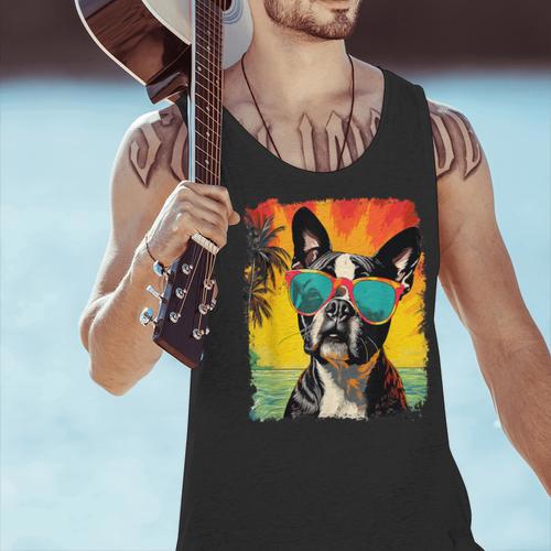 Dog Boston Terrier Hawaiian Men Tank Top - Bostonterriersmerch.com