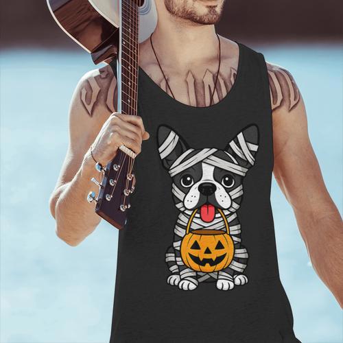 Halloween Dog Boston Terrier Mummy Costume Men Women Kids Men Tank Top - Bostonterriersmerch.com