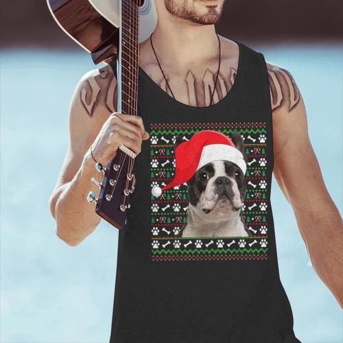 Ugly Xmas Sweater Santa Boston Terrier Dog Christmas For Men Women Kids Men Tank Top - Bostonterriersmerch.com