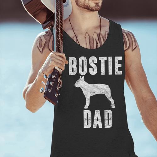 Vintage Boston Terrier Dad Dog Daddy Bostie Father Men Tank Top - Bostonterriersmerch.com
