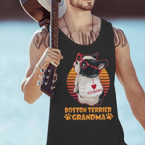 Vintage Boston Terrier Grandma Wear Sunglasses Dog Lover Men Women Girls Kids Men Tank Top - Bostonterriersmerch.com