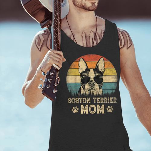 Vintage Boston Terrier Mom Dog Lovers Mother's Day Men Tank Top - Bostonterriersmerch.com