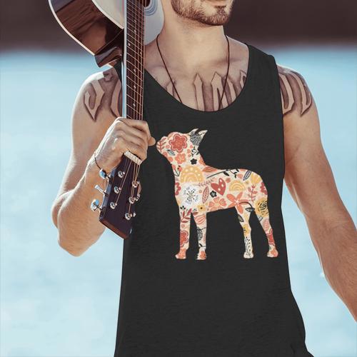 Vintage Floral Boston Terrier For Dog Lover Men Tank Top - Bostonterriersmerch.com