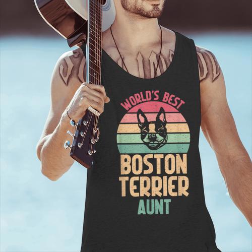 Worlds Best Boston Terrier Aunt Men Tank Top - Bostonterriersmerch.com