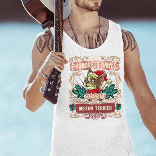 Boston Terrier My Christmas Spirit Dog Santa Claus X-Mas Men Tank Top - Bostonterriersmerch.com