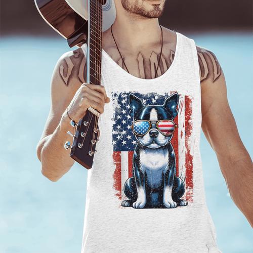 Boston Terrier Dog American USA US Flag Pets Vintage Outfit Men Tank Top - Bostonterriersmerch.com