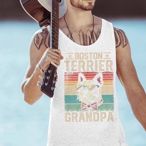 Boston Terrier Grandpa Dog Lover Father's Day Premium Men Tank Top - Bostonterriersmerch.com