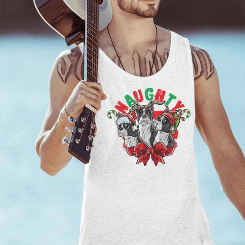 Boston Terrier Santa Claus Elf Reindeer Christmas Dog X-Mas Men Tank Top - Bostonterriersmerch.com