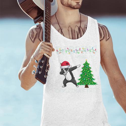 Boston Terrier Santa Hat Dabbing Around The Christmas Tree Men Tank Top - Bostonterriersmerch.com