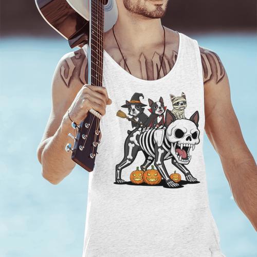 Boston Terrier Skeleton Mummy Witch Halloween Men Tank Top - Bostonterriersmerch.com