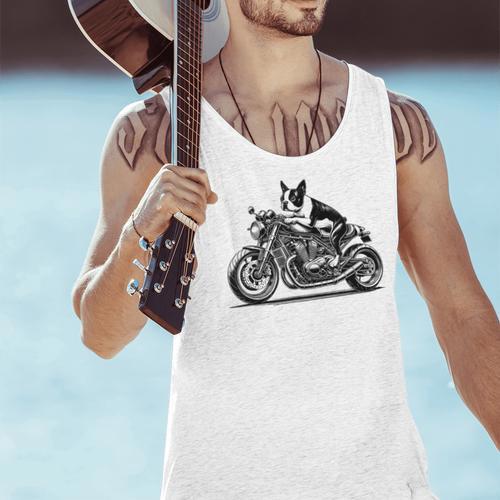 Cool Boston Terrier Riding a Motorcycle Biker Dog Lover For Men Women Kids Men Tank Top - Bostonterriersmerch.com