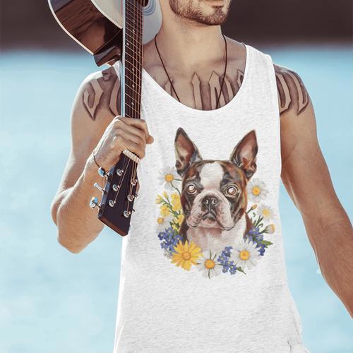 Floral Boston Terrier Men Tank Top - Bostonterriersmerch.com