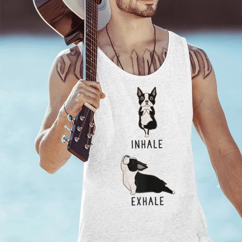 Inhale Exhale Yoga Boston Terrier Tshirt Men Tank Top - Bostonterriersmerch.com