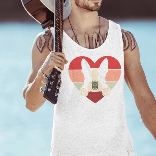 Retro Heart Boston Terrier Dog Vintage Valentine Men Tank Top - Bostonterriersmerch.com