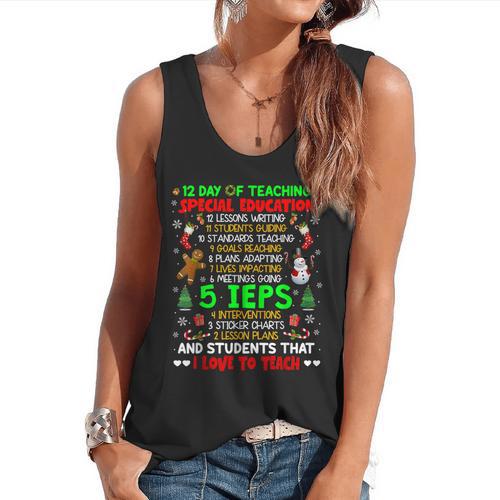 12 Days Of Teaching Special Education IEPS SPED Teacher Xmas Flowy Tank - teacherstshirts.com