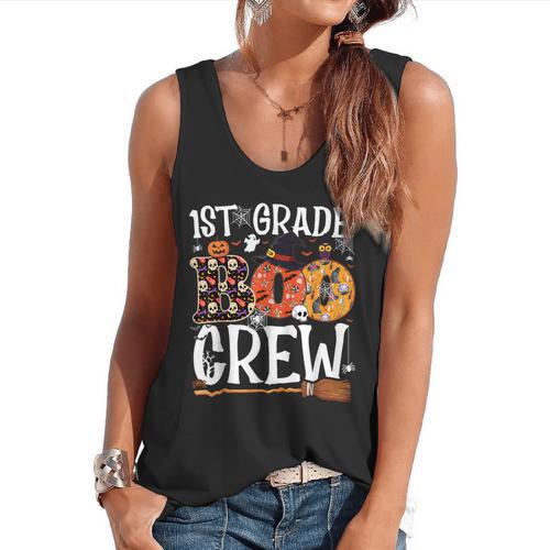 1st Grade Boo Crew Cute Ghost Halloween Teacher Kids Flowy Tank - teacherstshirts.com AU