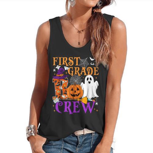 1st Grade Boo Crew Teacher Student Halloween Costume Flowy Tank - teacherstshirts.com UK