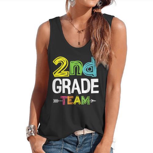 2nd Grade Team T-Shirt 2nd Grade Squad Teacher Flowy Tank - teacherstshirts.com AU