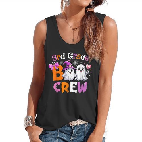 3rd Grade Boo Crew Third Grade Halloween Costume Teacher Kid Flowy Tank - teacherstshirts.com