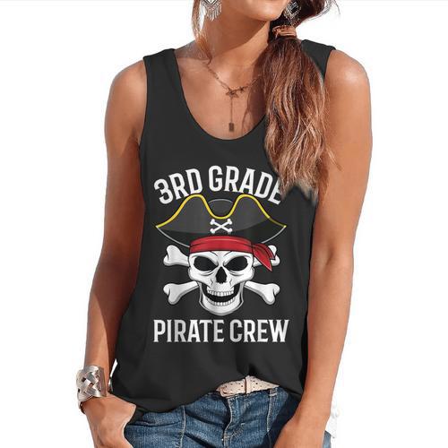 3rd Grade Pirate Crew Halloween Costume Student Teacher Flowy Tank - teacherstshirts.com DE