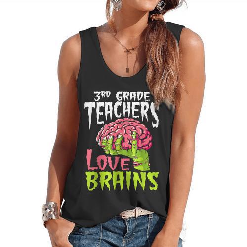 3rd Grade Teachers Love Brains Zombie Teacher Halloween Flowy Tank - teacherstshirts.com AU