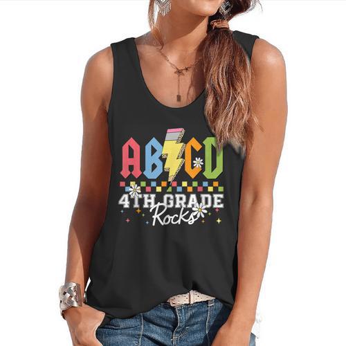 4th Grade Rocks ABCD Back To School Rock Teachers Flowy Tank - teacherstshirts.com AU