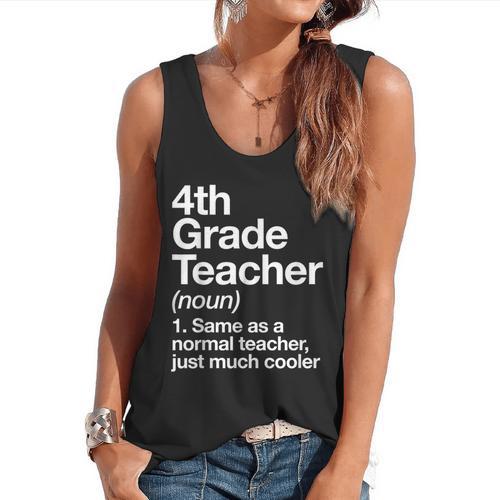 4th Grade Teacher Definition Back To School First Day Flowy Tank - teacherstshirts.com