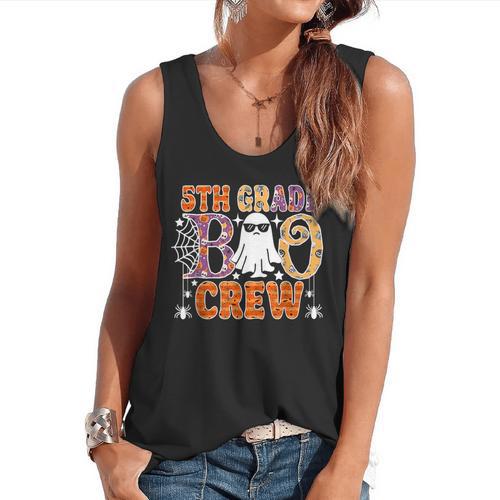 5th Grade Boo Crew Halloween Teachers Students Flowy Tank - teacherstshirts.com