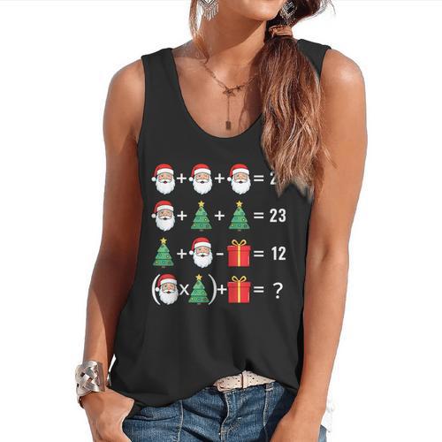 67 Santa Tree Math Teacher Christmas Xmas Humor Flowy Tank - teacherstshirts.com AU